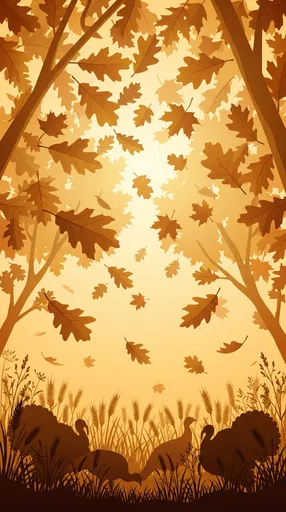Autumn Canopy and Wild Turkey Silhouettes
