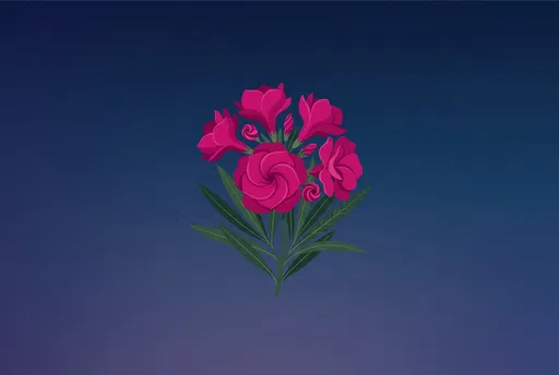 Minimalist Magenta Oleander Flower Illustration
