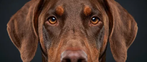 Close-Up Studio Portrait of Red Doberman