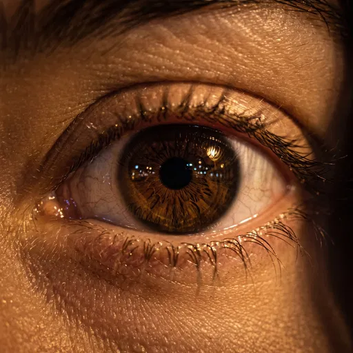 Macro Close-Up of Brown Eye at Night