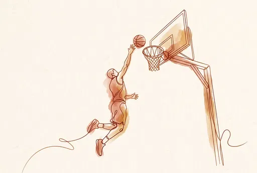 Minimalist Line Art Basketball Layup