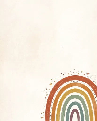 Boho Earthy Rainbow on Cream Background