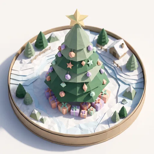 Papercraft Christmas Tree Winter Diorama