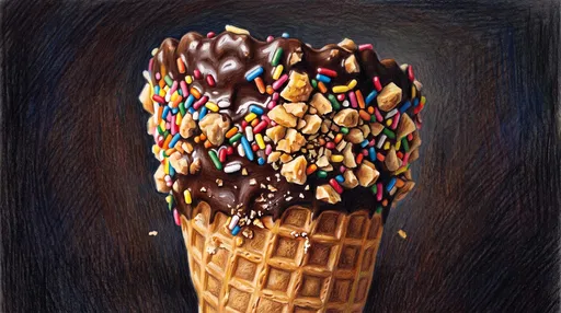 Chocolate Dipped Waffle Cone Drawing