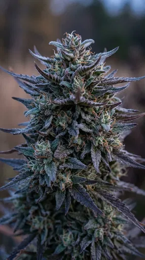 Close-Up of Frosted Cannabis Indica Bud