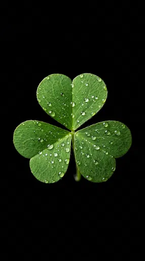 Green Shamrock Leaf With Water Droplets