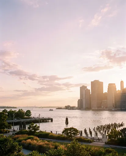 Manhattan Skyline Sunset from Brooklyn Park