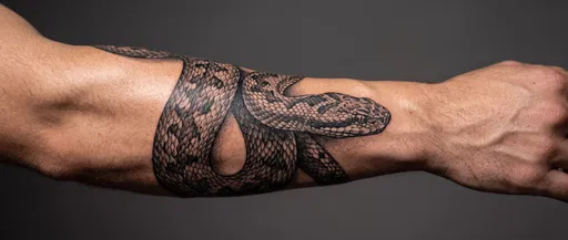 Black and Grey Viper Forearm Tattoo