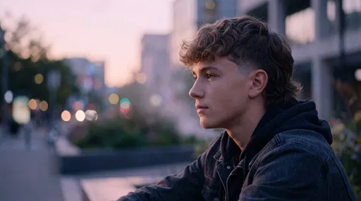 Teenager With Modern Mullet At Dusk