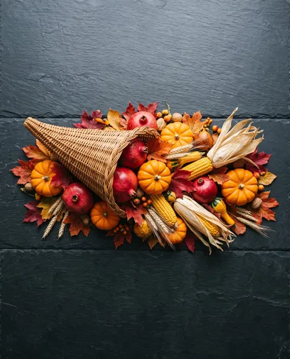 Autumn Cornucopia on Dark Slate