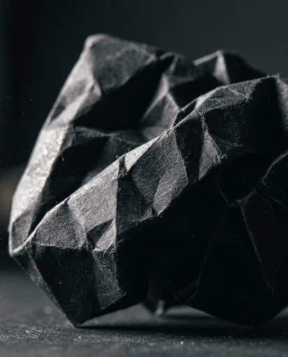 Macro Close-Up of Crumpled Black Paper