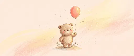 Cute Teddy Bear Holding Balloon Illustration