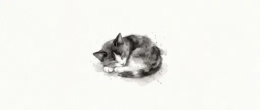 Monochrome Watercolor Sleeping Tuxedo Cat