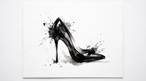 Black Ink Stiletto Heel Watercolor Illustration