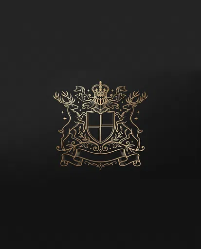 Gold Linework Stag Family Crest