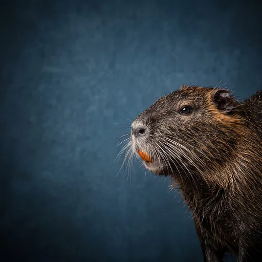 Studio Portrait of Nutria in Profile
