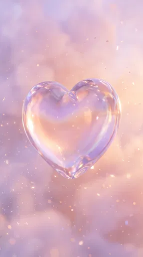 Iridescent Glass Heart in Pastel Haze