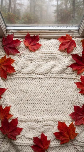 Autumn Maple Leaves on Chunky Knit Blanket