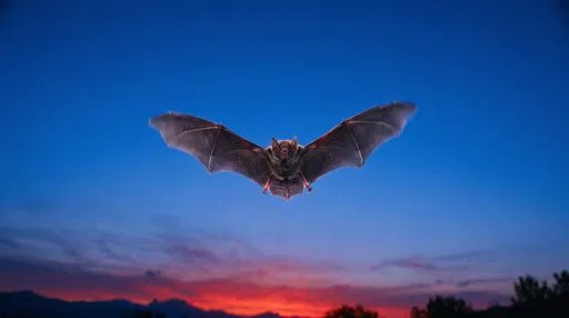 Bat Flying Against Twilight Sky