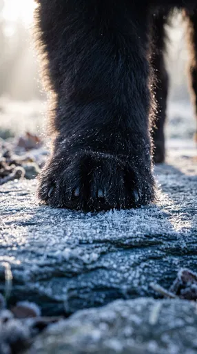 Black Dog Paw on Frosted Slate