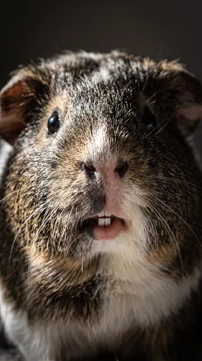 Dramatic Close-Up Portrait of Guinea Pig