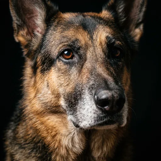 Senior German Shepherd Studio Portrait