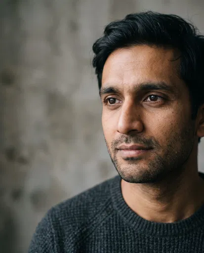 Portrait of a Thoughtful South Asian Man