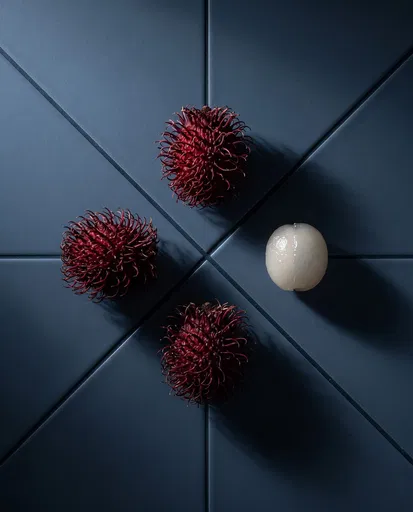 Geometric Flat Lay of Rambutan Fruit