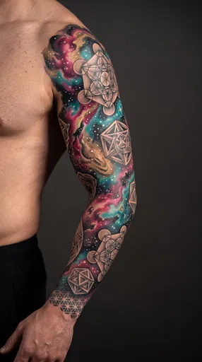 Cosmic and Sacred Geometry Arm Sleeve Tattoo