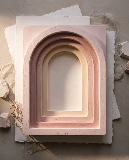 Pastel Pink Plaster Archway Flatlay Frame