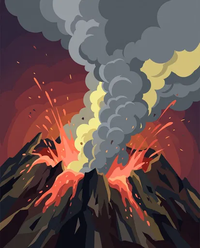 Erupting Volcano Flat Vector Illustration