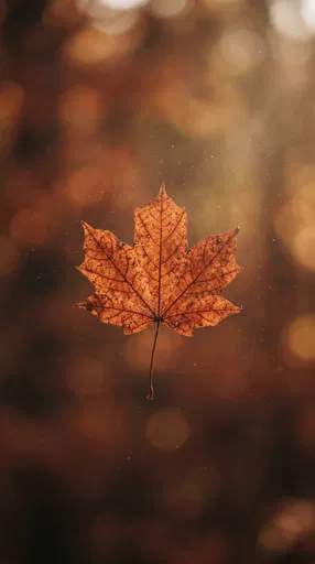 Floating Dried Autumn Maple Leaf