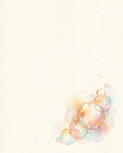 Watercolor Soap Bubbles on Cream Paper