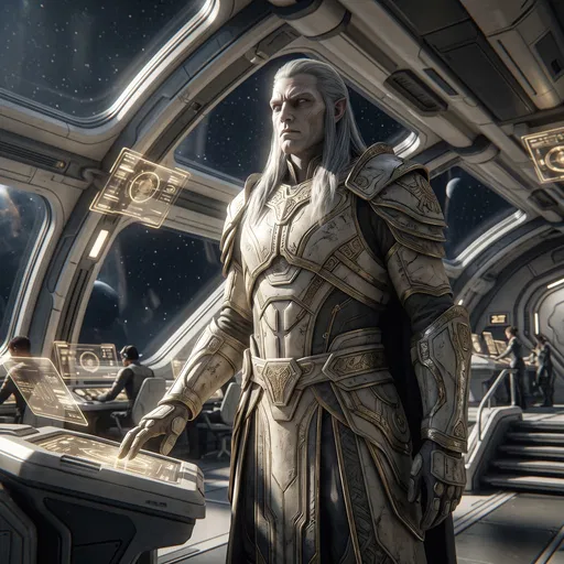 Nordic Alien Commander on Starship Bridge