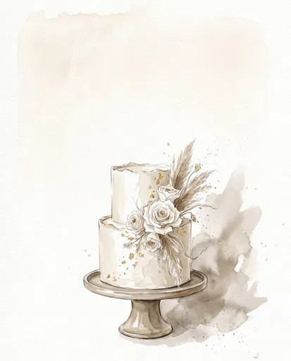 Watercolor Two-Tier Floral Anniversary Cake