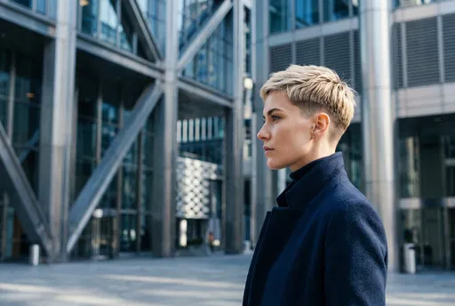 Woman With Short Blonde Pixie Haircut