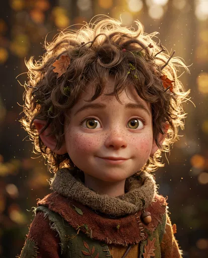 Whimsical Woodland Child in Autumn Light