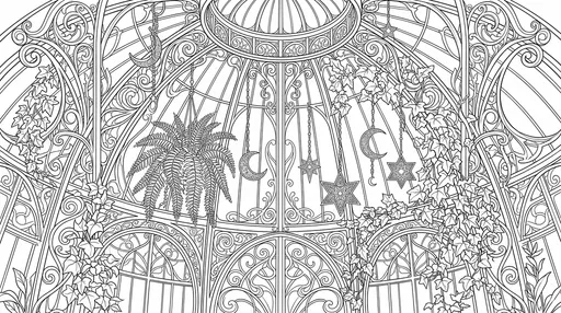Art Nouveau Conservatory Dome Coloring Page