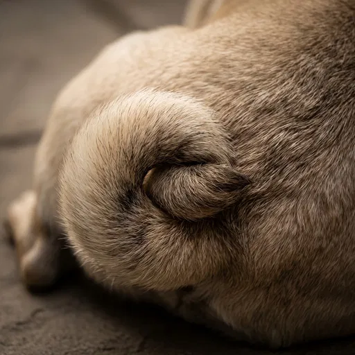 Close-Up of Curled Fawn Pug Tail