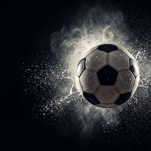 Wet Soccer Ball Suspended Mid-Air