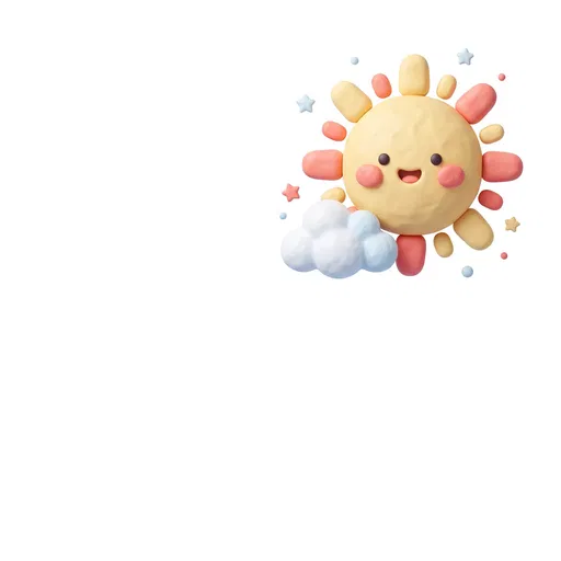 Cute Clay Sun and Cloud Clipart
