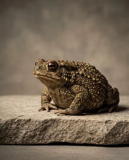 Studio Portrait of Toad on Stone Slab