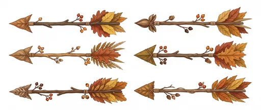 Six Autumn Botanical Twig Arrow Illustrations