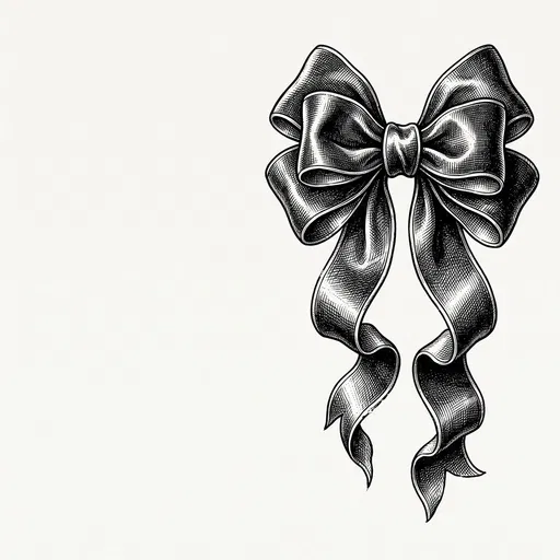 Vintage Etching Black Ribbon Bow Illustration