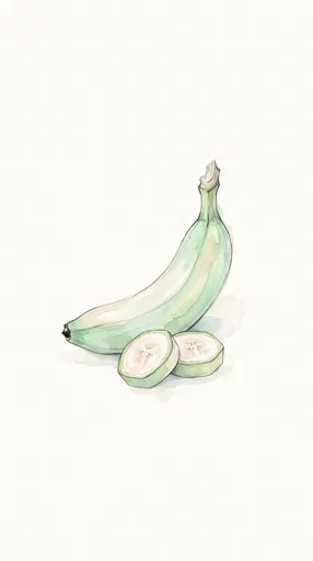 Watercolor Green Banana and Slices Illustration