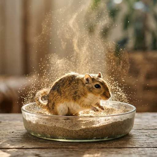 Golden Gerbil in Backlit Sand Bath