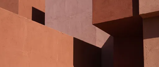 Modernist Terracotta Stucco Walls and Shadows