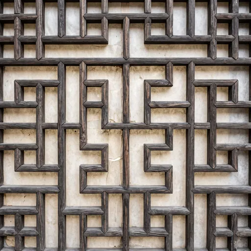 Antique Chinese Wooden Lattice Window Screen