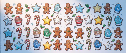 Hand-Drawn Christmas Cookie Illustrations Pattern