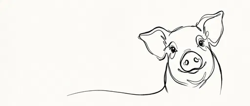 Minimalist Line Art of Pig Face